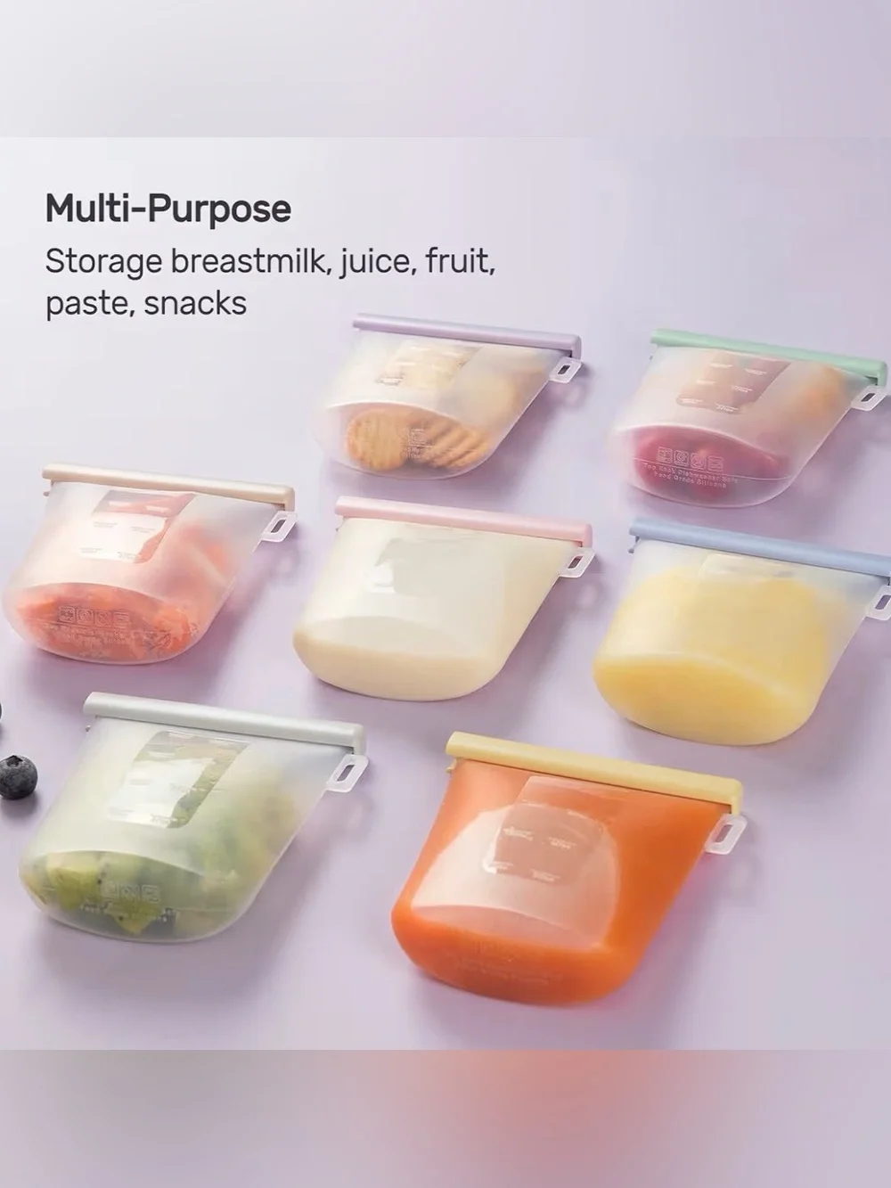 Nuliie 5-Pc Silicone Breastmilk Storage Bags — 8oz/240ml 🍼💗